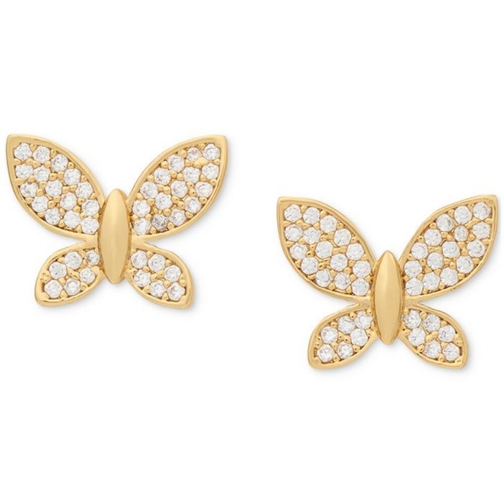Kate Spade NWT Lucky Charm Gold-Tone Pavé Crystal Butterfly Stud Earrings